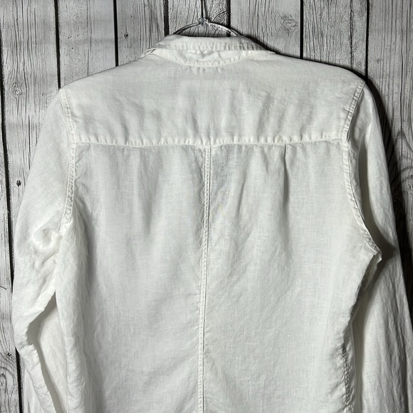 Frank & Eileen white Barry linen button front shirt size Large - Picture 12 of 12